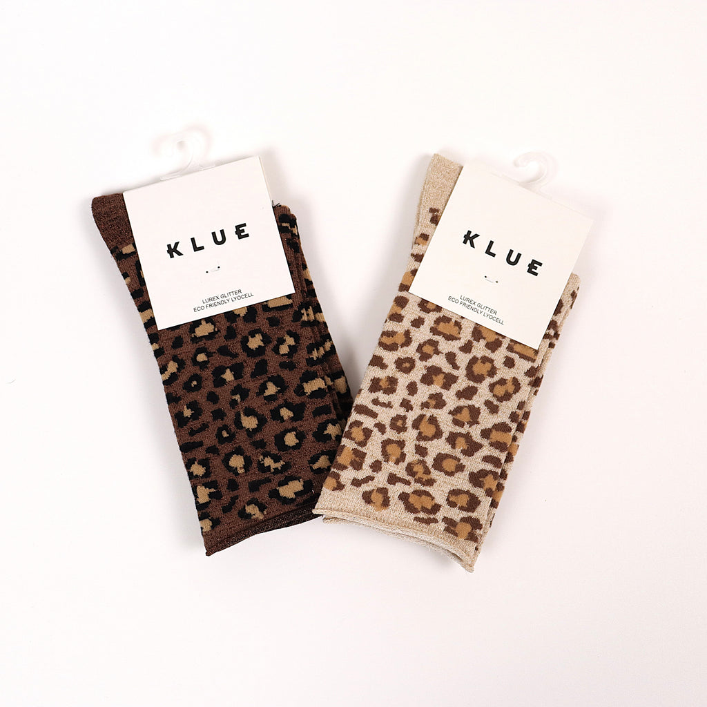 Chaussettes léopard marron glitter - Klue 🧦 Klue