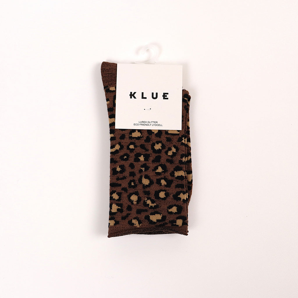 Chaussettes léopard marron glitter - Klue 🧦 Klue